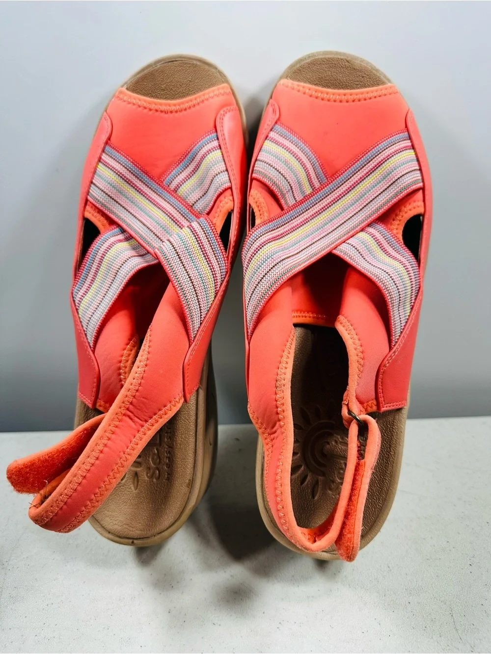 So Lite by Easy Street Sandals Women 11W Shoes Salmon Pink Slingback Comfort
